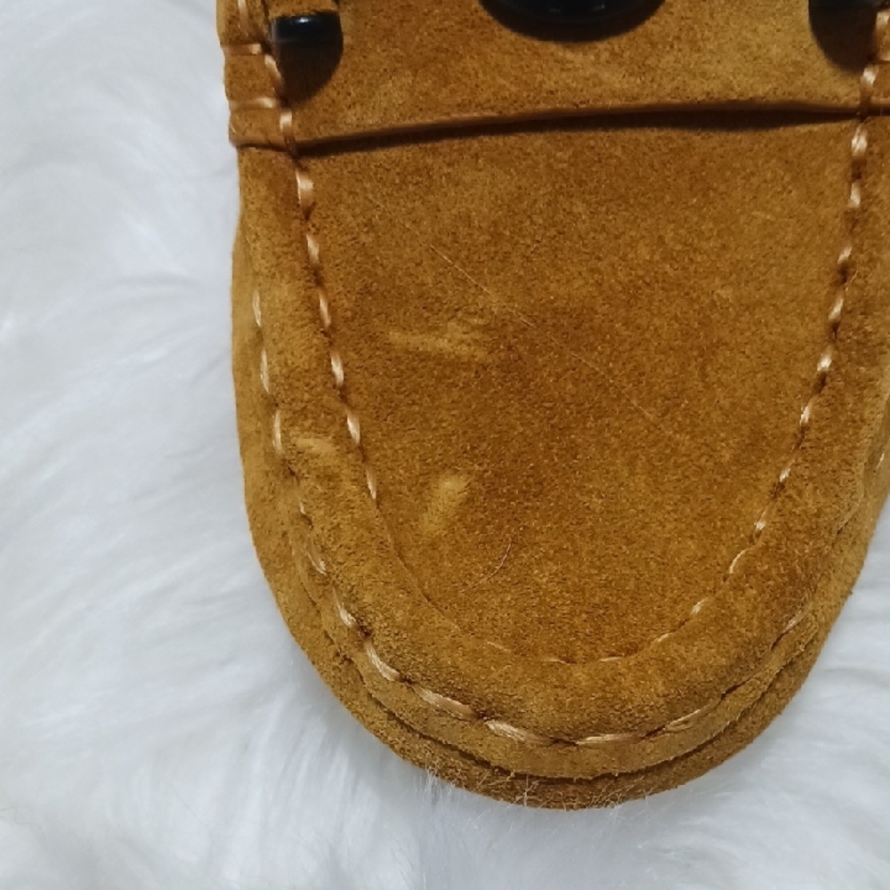 Mustard Suede Loafers with Black Buckle - Picture 7 of 7